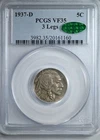 1937-D Buffalo Nickel 5C PCGS VF35 CAC - 3 Legs