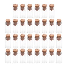 30Pcs Mini Clear Glass Bottles Reusable Wood Cork Small Decorative Bottles