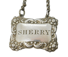 Scottish Provincial George III Sterling Silver Sherry Decanter Label Antique