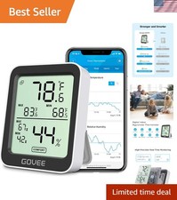 Smart Indoor Thermometer & Hygrometer with Notifications and 2- Data Storage