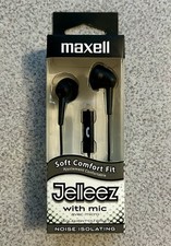 New Maxell Soft Comfort Fit 191569 Jelleez Black Corded Earbuds Mic Microphone