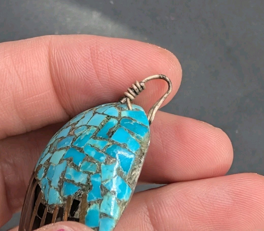 Santo Domingo Style Shell Seashell Turquoise Ston… - image 8