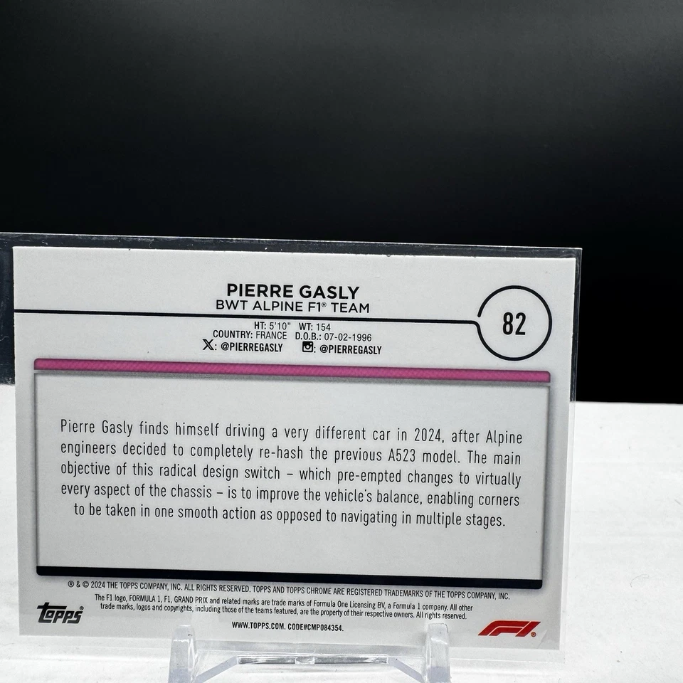 2024 Topps Chrome Formula 1 Pierre Gasly Card #82 - Image 2 of 2