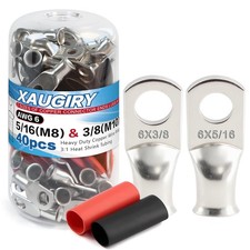 20Pcs Battery Cable Lugs Kit 6 AWG-5/16 6 AWG-3/8 Heavy Duty Tinned Copper Wire
