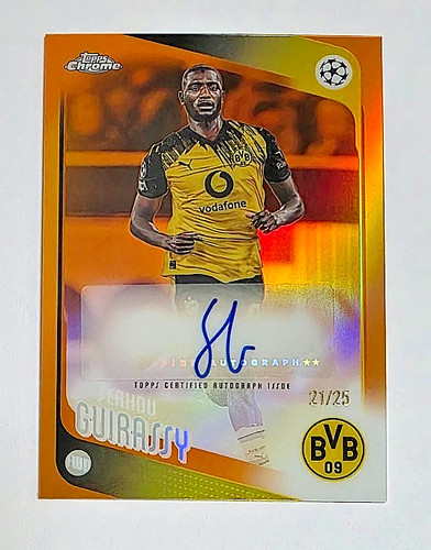 SERHOU GUIRASSY 2025-26 Topps Chrome UEFA Club Orange Refractor Auto SP #d/25