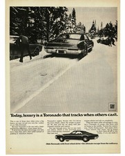 1969 Oldsmobile Toronado Vintage Print Ad Fwd Rocket 455 V8 Luxury Snow Winter