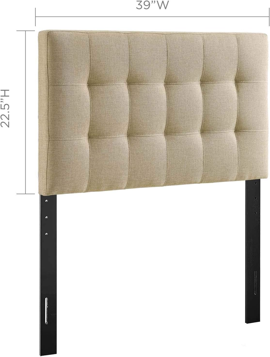 Lilyページ Lily Tufted Linen Fabric Upholstered Twin Headboard in Beige
