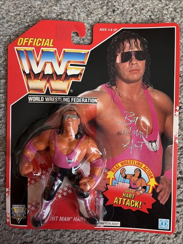 Vintage Wrestler WWF Bret Hit Man Hart w/ Hart Att...