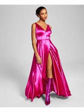 BLONDIE Womens Gown Maxi Dress Pink Sleeveless Formal Open Back Juniors 1