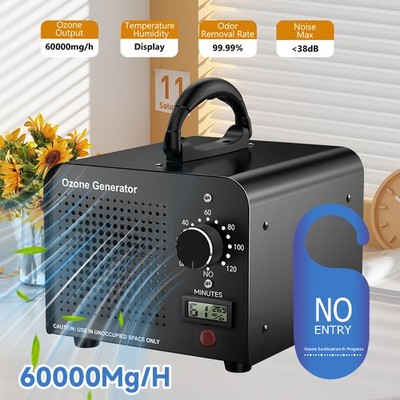 Generador De Ozono 60000mg/h Comercial Eliminador Olor Para Casa Carro Portati