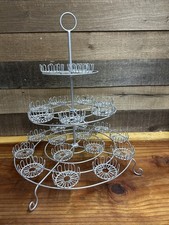 Pretty Silver Wire Scroll 3-Tier-24 Cupcake Holder Tree Stand Display