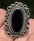 Vtg Signed Native American Navajo Black Onyx Ring 925 Sterling Silver~Size 6