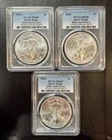 Lot of (x3) 2016 American Silver Eagle PCGS MS69 30th Anniversary 1 OZT Coins