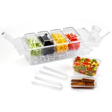 Ice Chilled Condiment Caddy Organizer with Detachable Ice Box & Side Bins, 5 ...
