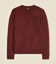 NWT J.Crew 100 Cashmere Crewneck Long Sleeve Sweater-Port Wine-Men S-BE895- 158