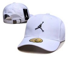 Jordan Jump Embroidery Logo Sports Baseball Cap Unisex Adjustable Hat New White