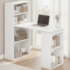 120cm Wooden Computer Desk with 6-Tier Shelves White Modern Home Office Works...
