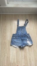 Hot Kiss Ava Overalls Distressed Denim Shorts Bibs Sz 10 NWT