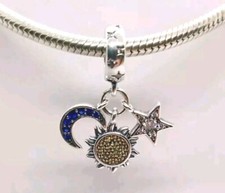 🩷Sonne Mond & Stern Himmlisch Charm Anhänger Armband Echt Sterling S925🩷