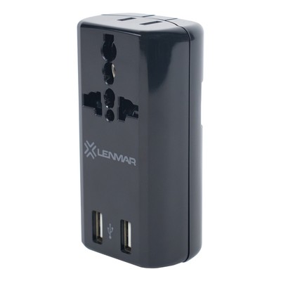 LENMAR Ultra-Compact All-in-One Travel Adapter with USB Port (Black)