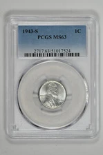 1943 S 1C Lincoln Steel Wheat Cent PCGS MS 63 New Holder