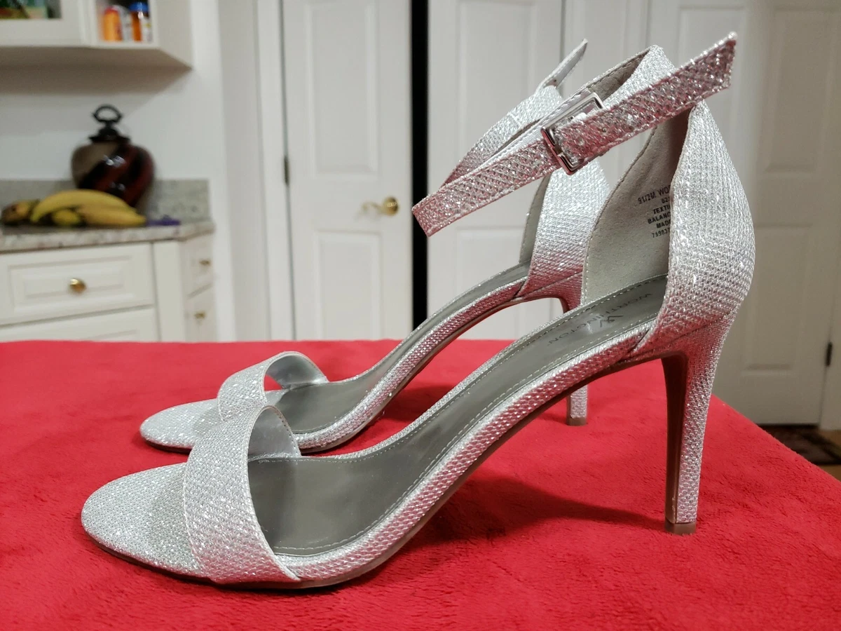 New Women s Worthington Bristol Heeled Sandals Silver Size 9.5 eBay