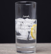 Personalised Engraved Hi Ball Tall Glass Birthday Any Occasion Xmas Gifts Ideas