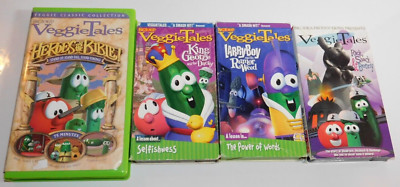 VEGGIE TALES VHS LOT OF 4 King George Ducky Larry Boy Heroes Rack Shack & Benny
