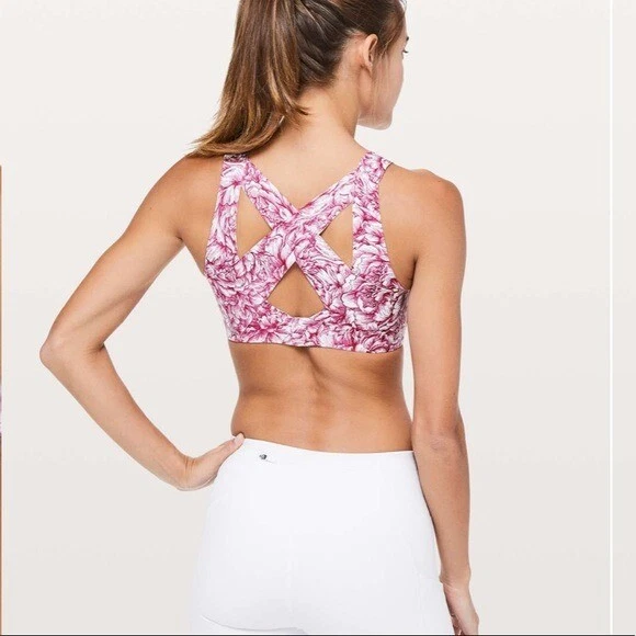 Lululemon Enlite Bra Floral Bloom White Star Ruby Size 34C