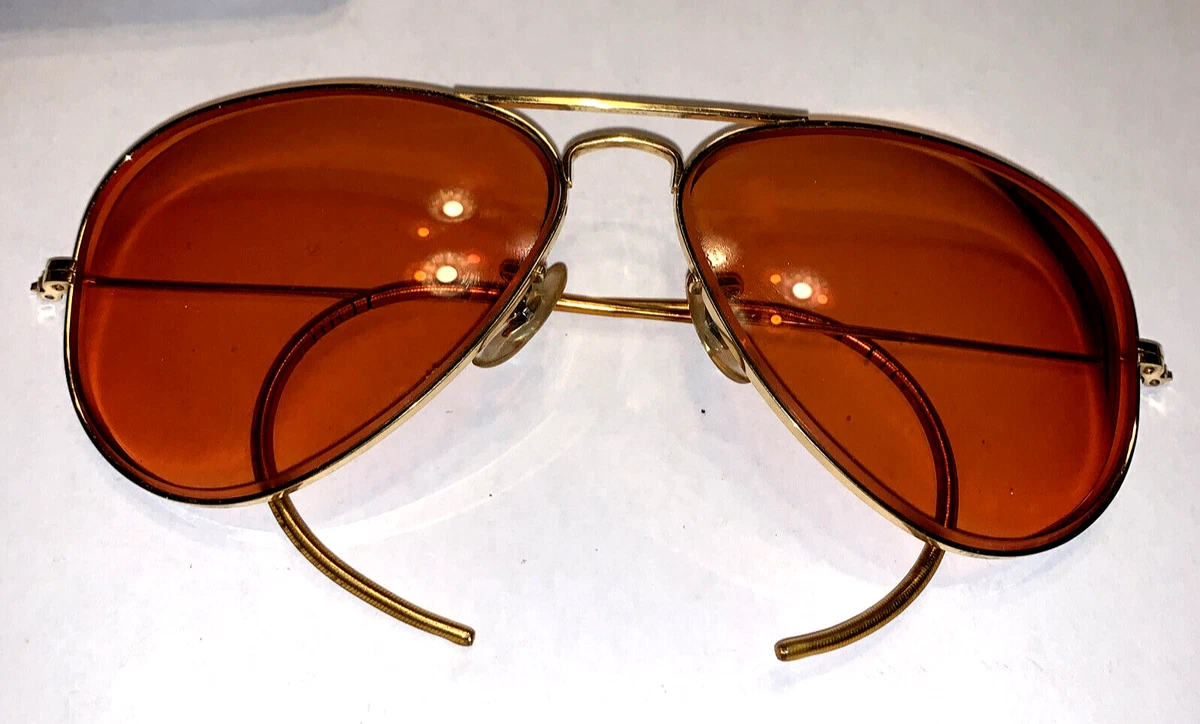 Vintage B L Ray Ban Sun Glasses Aviator Ear Wrap Around Brown Case Made in USA