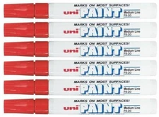 Uni-Paint 63602 PX-20 Oil-Based Permanent Marker, Medium Line, Red, 6-Pack