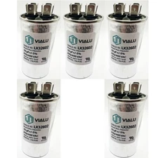Pack of 5 - VIALU - 15 uf/MFD 370 VAC volts Round Run Capacitor 50/60 Hz