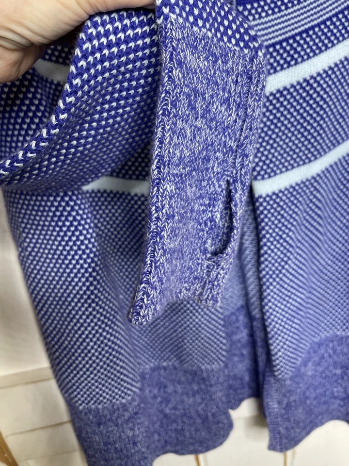 Lululemon Ivivva Blue Striped Feelin’Toasty Wrap Knit Cardigan Sweater Youth 12 - Image 4 of 4