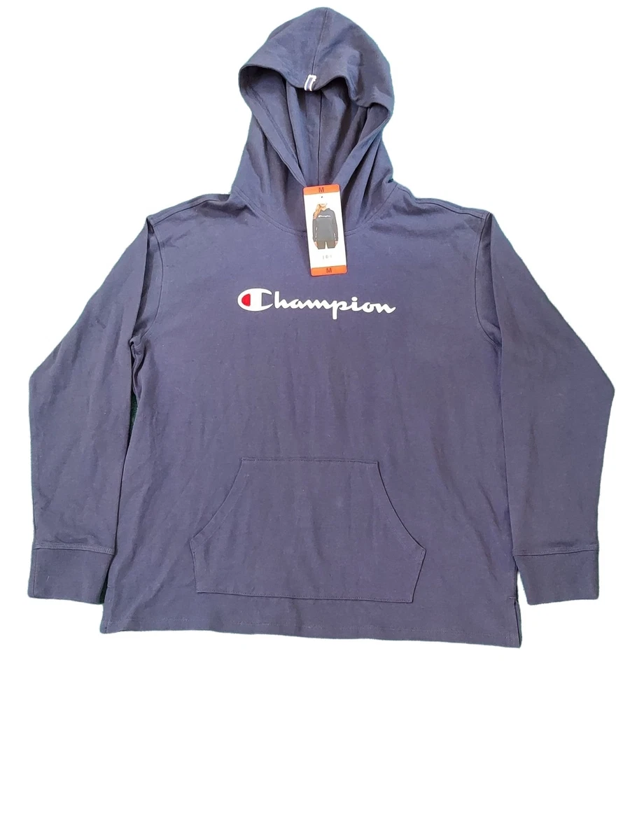 Champion Adult Classic Long Sleeve Script T Shirt Hoodie w Front