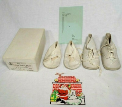 Mrs Day's BABY SHOES 1935 Lace & Button-up Leather in Box Instructions 2 pair