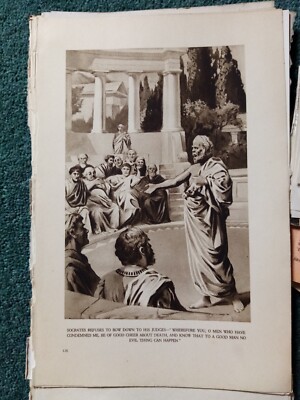 El37 Ephemera 1930s book picture socrates refuses to bow to his judges 