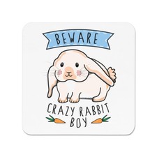 Beware Crazy Rabbit Boy Fridge Magnet - Funny Bunny Animal Pet