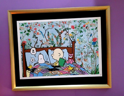 🔥Death NYC Large Framed 16x20in Pop Art COA Snoopy Charlie Brown
