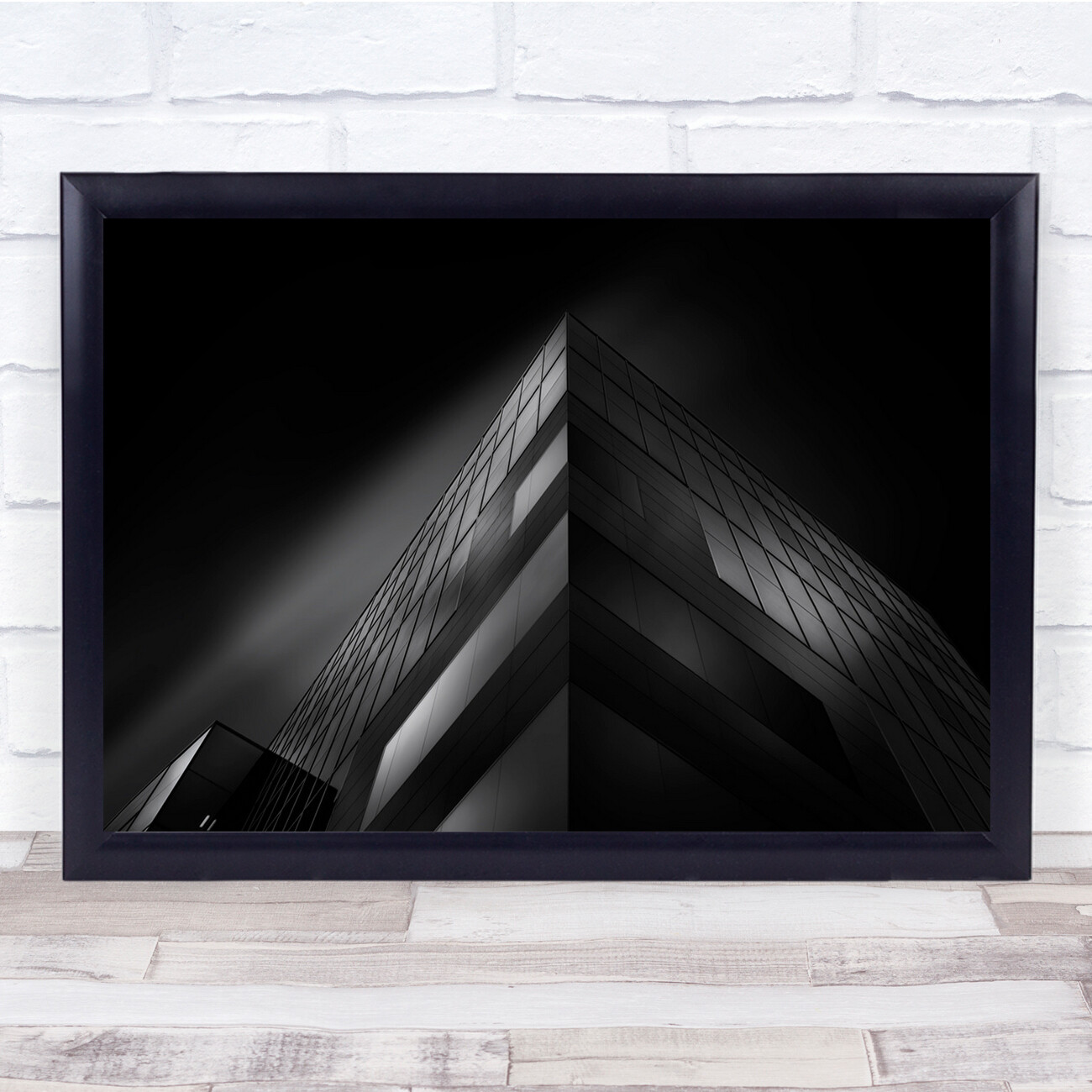 Black & White Madrid Business Building Long-Exposure Arrow Wall Art Print