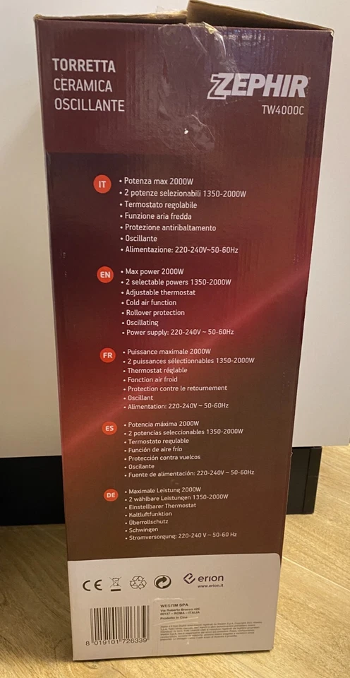 Ceramic Heater Zephir TW4000C Oscillating Adjustable Thermostat 2000W - Image 4 of 4