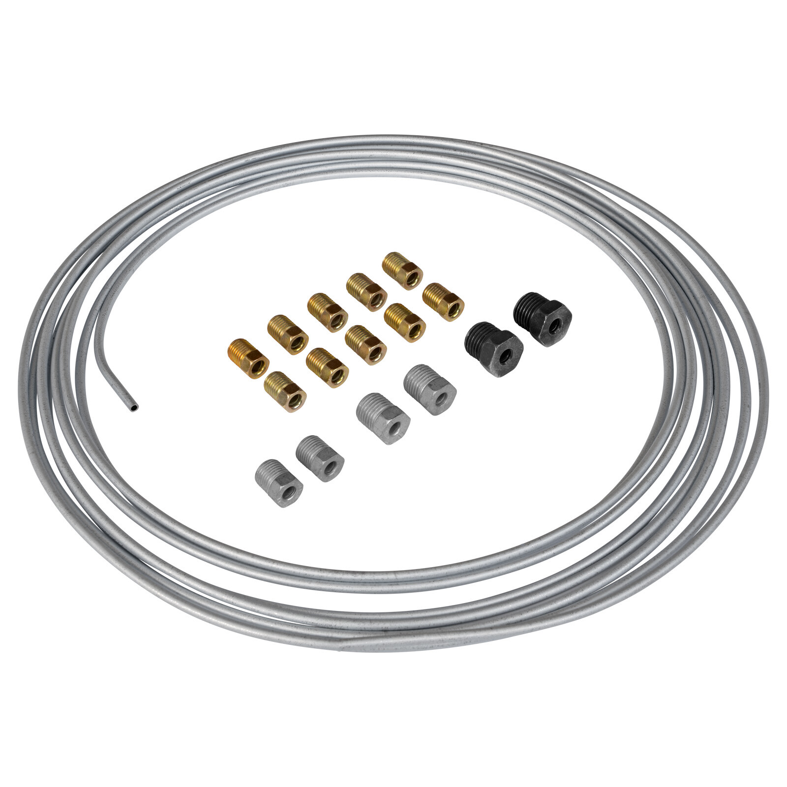 25 Foot 3/16  OD Brake Line Tubing Kit W/ 16 Fittings Iron Plating Copper - Foto 4