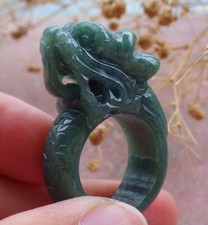 Certified Green Burma Natural A JADE Jadeite Dragon RING USA. 7      636925 AS
