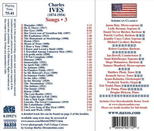 CHARLES IVES: SONGS, VOL. 3 - Obrázek 1 z 1