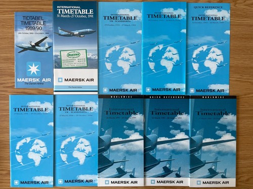 Lot of 29 Danish airline timetable - Maersk Air, Muk Air, Airtaxi, Cimber Air - Picture 1 of 5