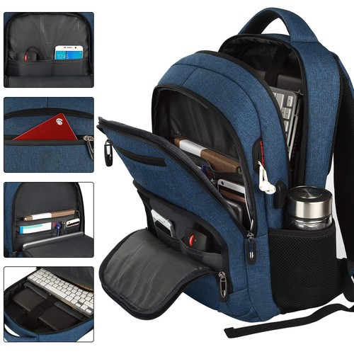 Zaino donna uomo grande antifurto USB laptop zaino impermeabile borsa scuola UK - Foto 24 di 28