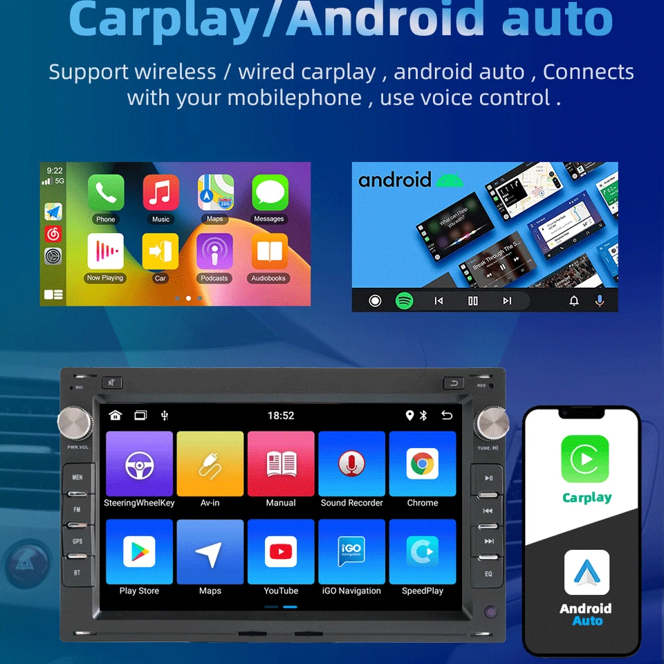 Autoradio für VW Polo 9N Golf Jetta MK4 Passat B5 T CarPlay GPS Sat Navigator BT - Bild 4 von 4