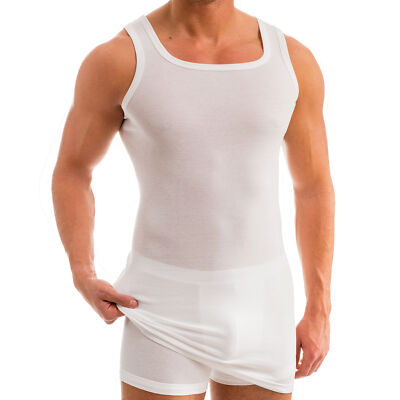 HERMKO Herren Unterhemd extralang Baumwolle-Modal Tank Top breitere Träger 16027