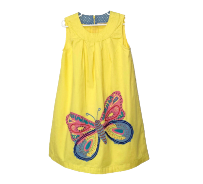 MINI BODEN YELLOW SLEEVELESS A-LINE DRESS, BUTTERFLY EMBROIDERY, SIZE 7/8 |  eBay