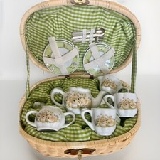 Delton Products Porcelain Garden Tea Set, Toy Set, Vintage Collectible