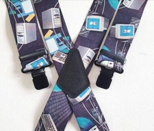 Mens Braces Heavy Duty 2" Computer Monitor Dinner Suit Work Trousers Black Clips